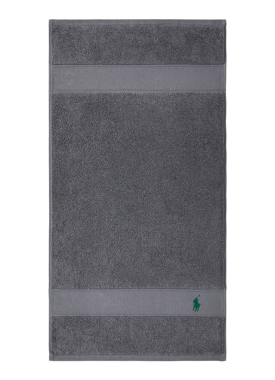 Ralph Lauren Polo Player gastendoek - 600 gr/m2 - 40 x 75 cm - voorkant donkergrijs