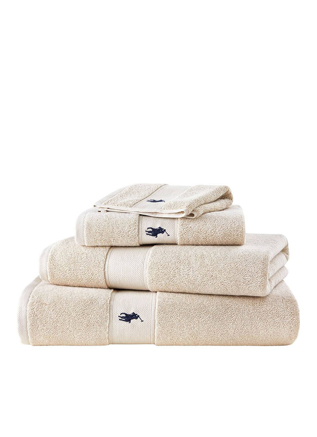 Ralph Lauren Polo Player gastendoek - 600 gr/m2 - 40 x 75 cm - detail 2 beige
