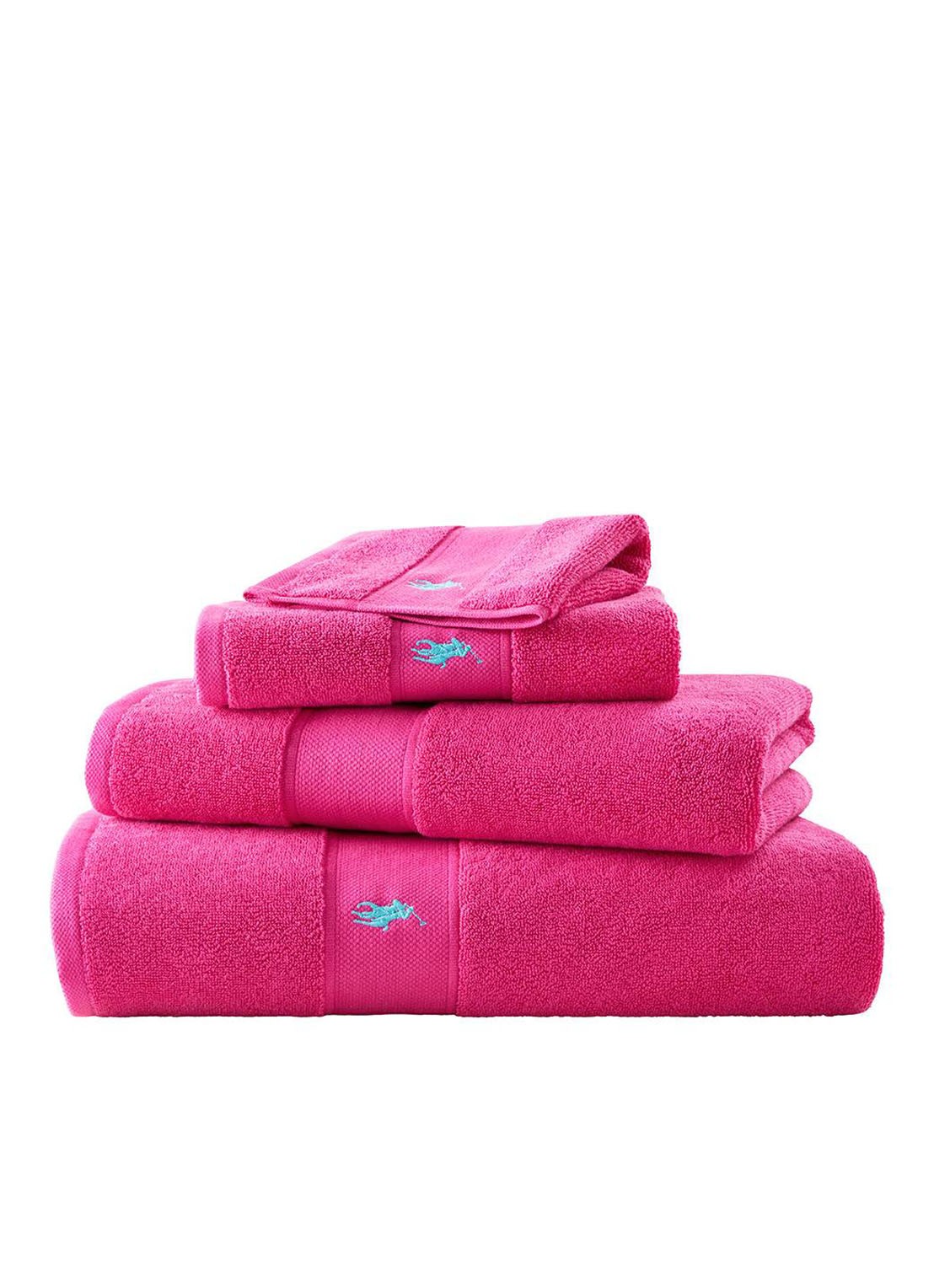 Ralph Lauren Polo Player gastendoek - 600 gr/m2 - 40 x 75 cm - detail 2 fuchsia