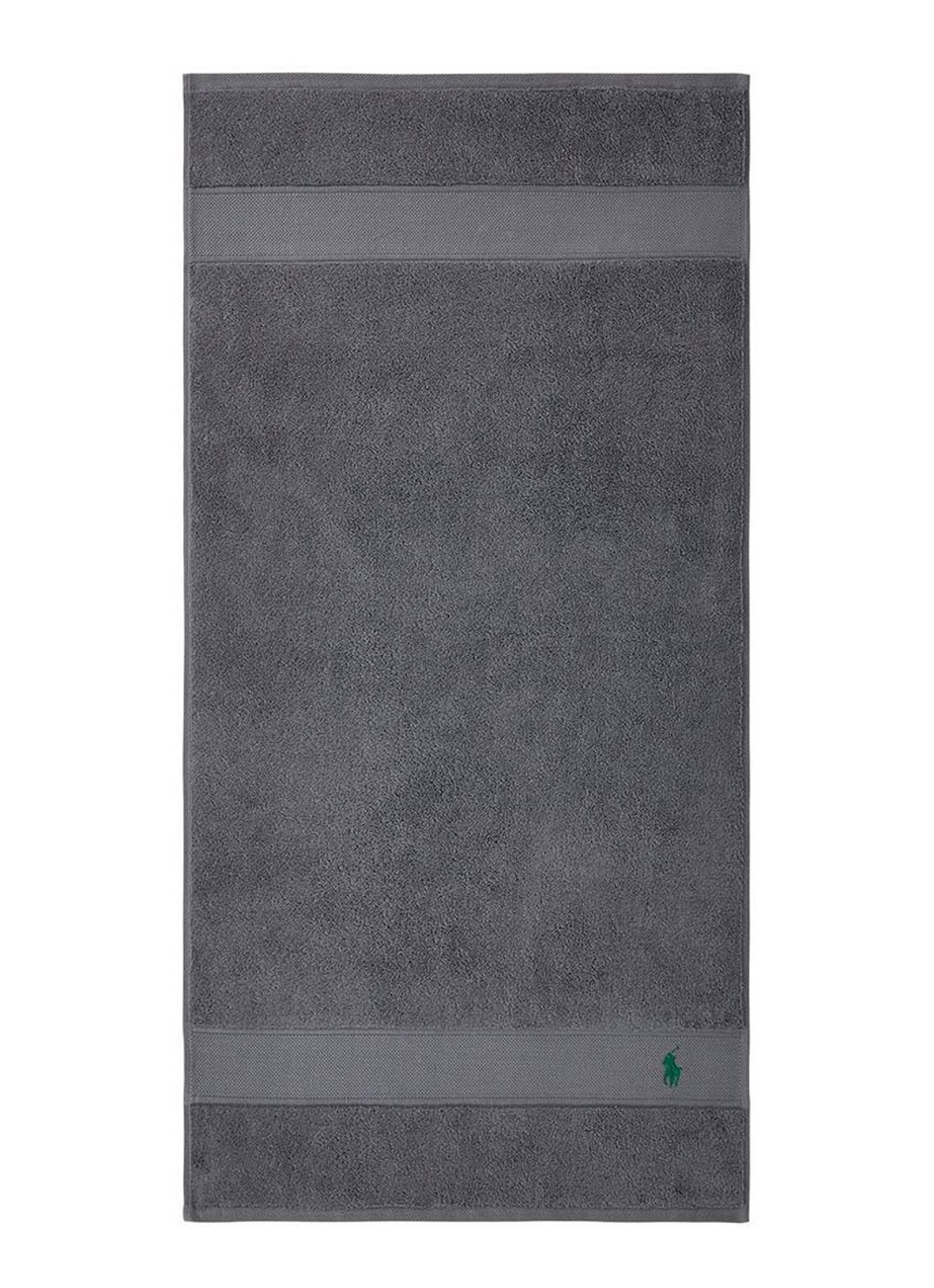 Ralph Lauren Polo Player handdoek - 600 gr/m2 - 50 x 100 cm - voorkant 3 donkergrijs