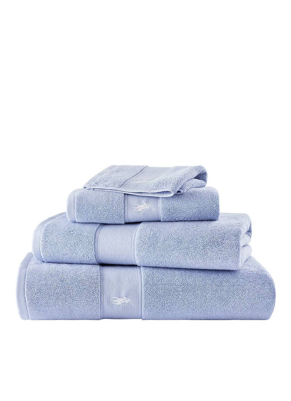 Ralph Lauren Polo Player handdoek - 600 gr/m2 - 50 x 100 cm - detail 3 lichtblauw
