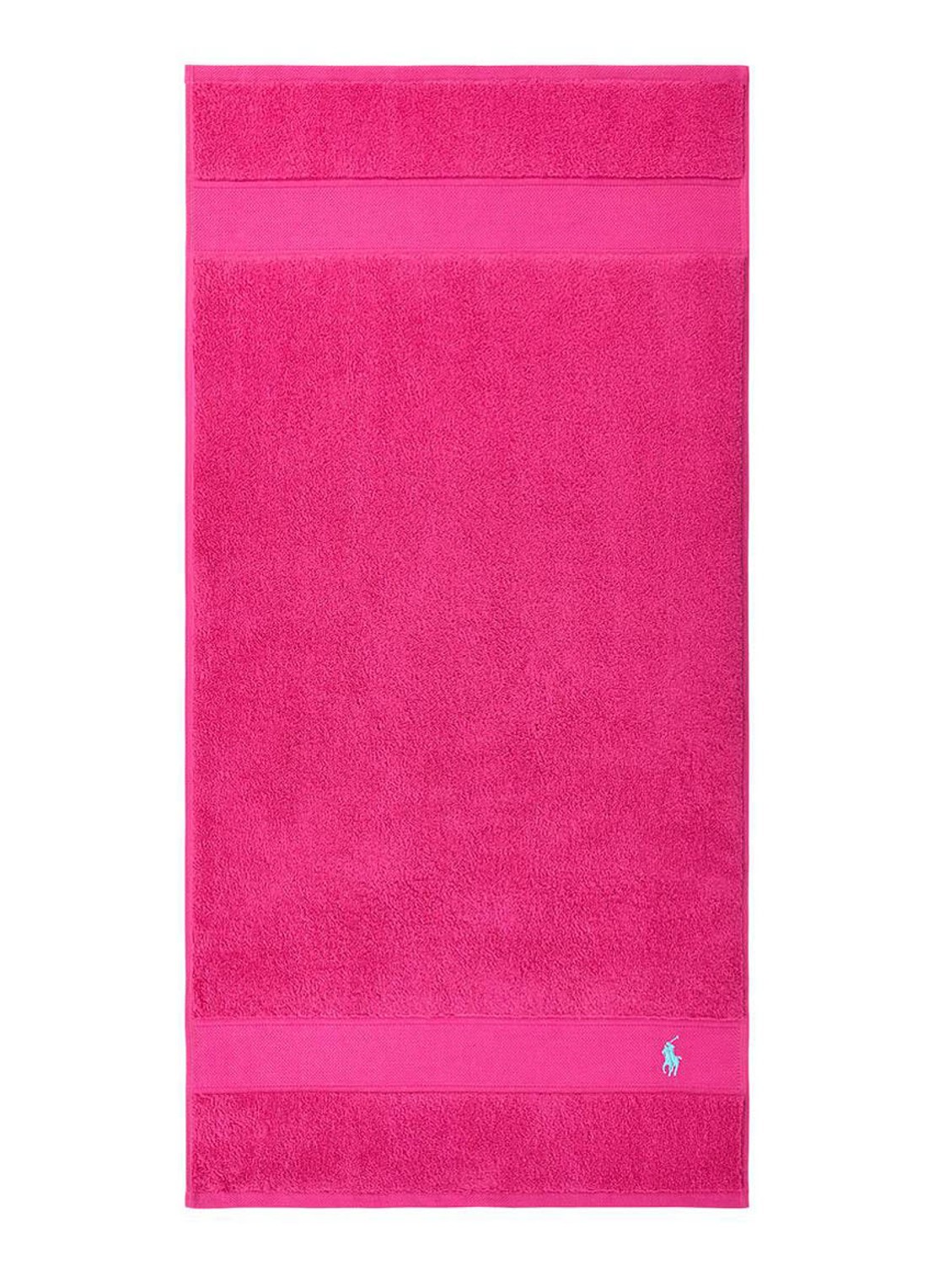 Ralph Lauren Polo Player handdoek - 600 gr/m2 - 50 x 100 cm - voorkant 3 fuchsia