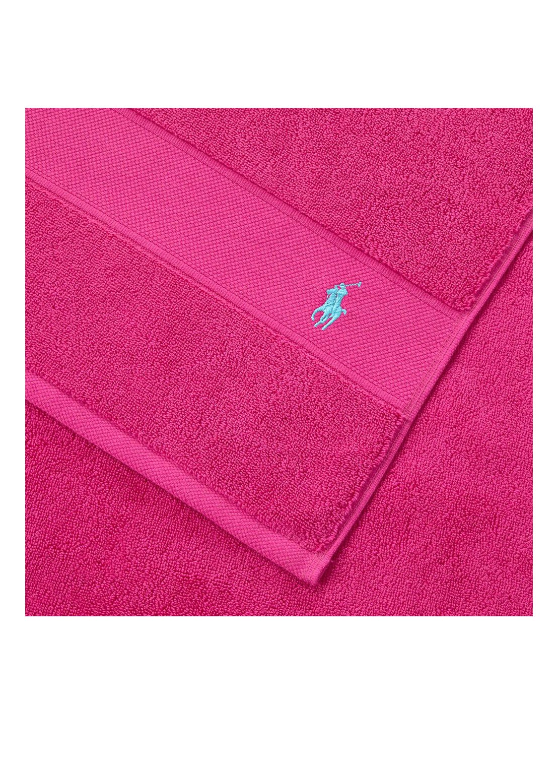 Ralph Lauren Polo Player handdoek - 600 gr/m2 - 50 x 100 cm - voorkant 4 fuchsia