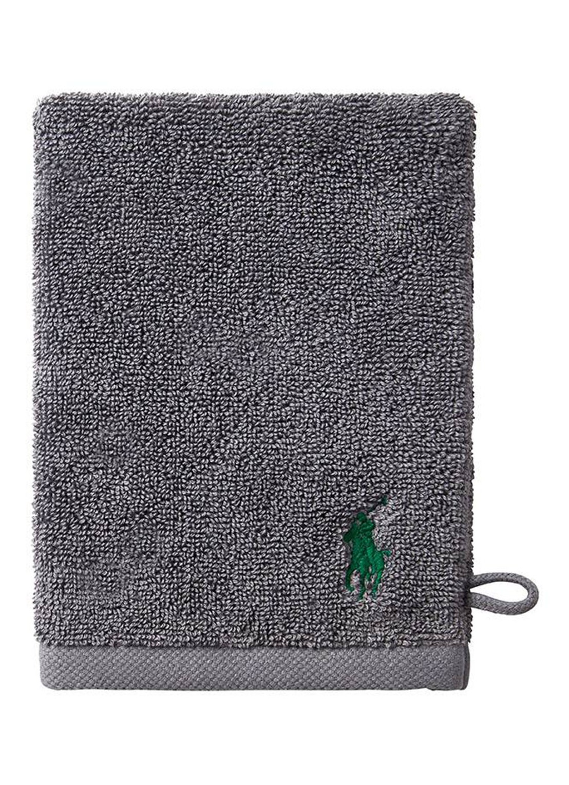 Ralph Lauren Polo Player washand - 15 x 21 cm - voorkant donkergrijs