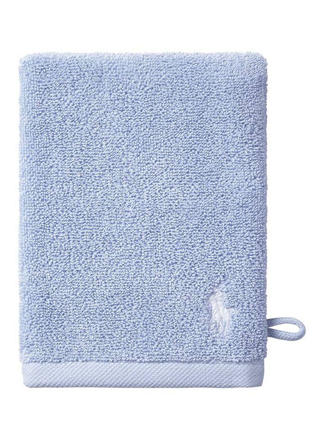 Ralph Lauren Polo Player washand - 15 x 21 cm - voorkant lichtblauw