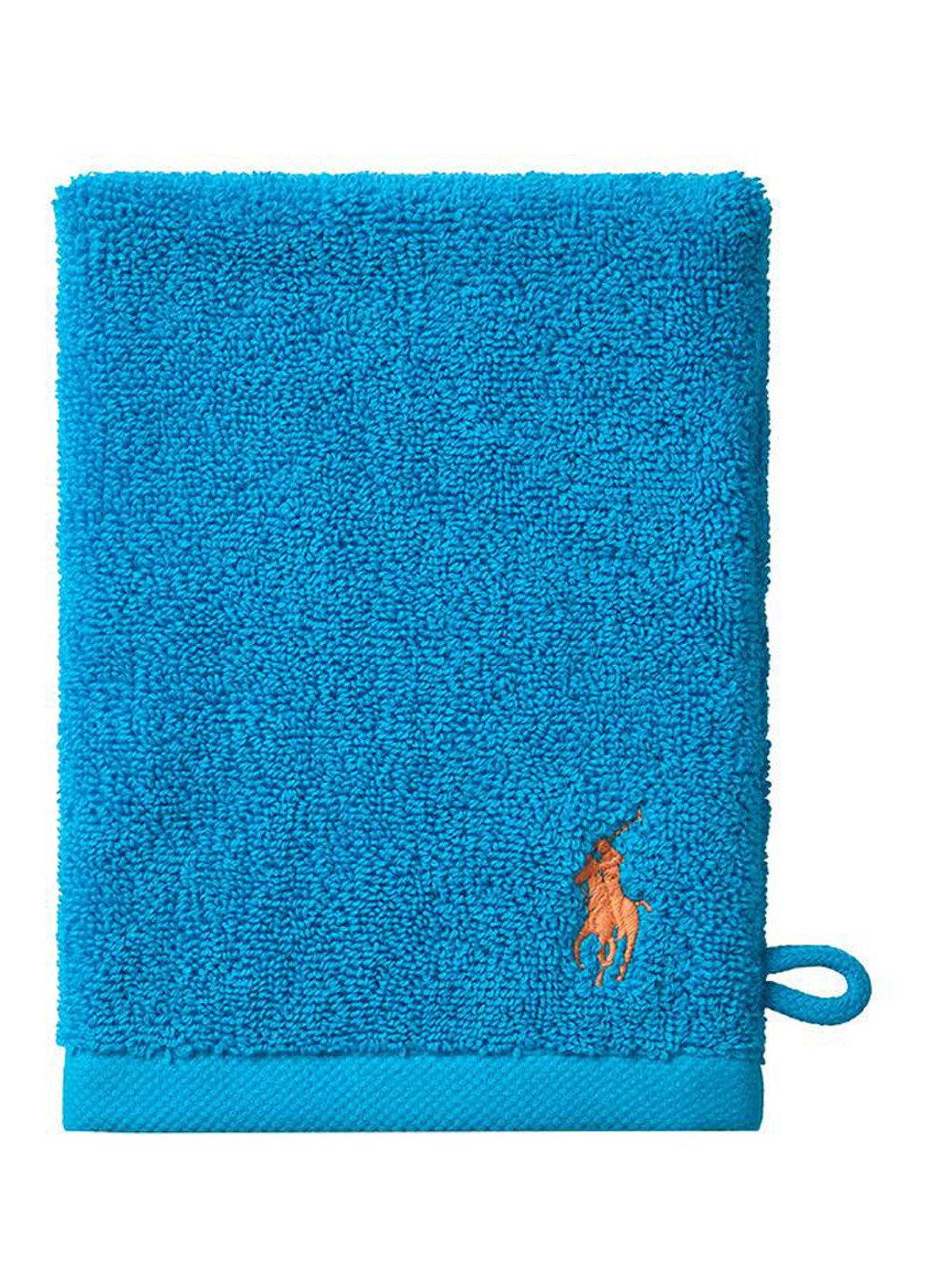 Ralph Lauren Polo Player washand - 15 x 21 cm - voorkant blauw