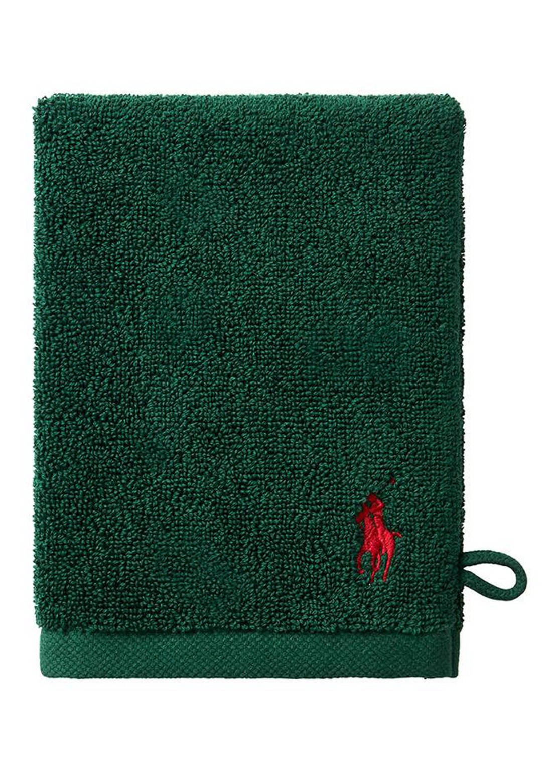 Ralph Lauren Polo Player washand - 15 x 21 cm - voorkant legergroen