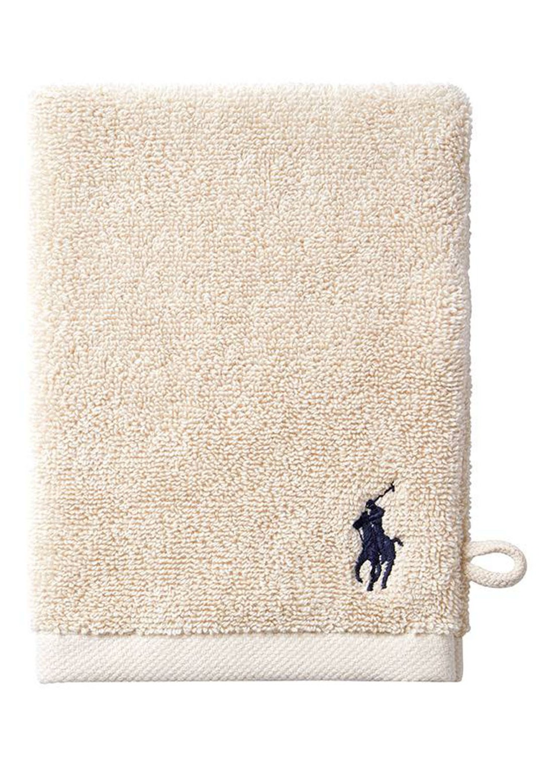 Ralph Lauren Polo Player washand - 15 x 21 cm - voorkant beige