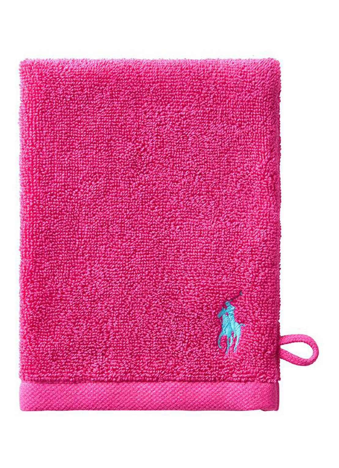 Ralph Lauren Polo Player washand - 15 x 21 cm - voorkant fuchsia