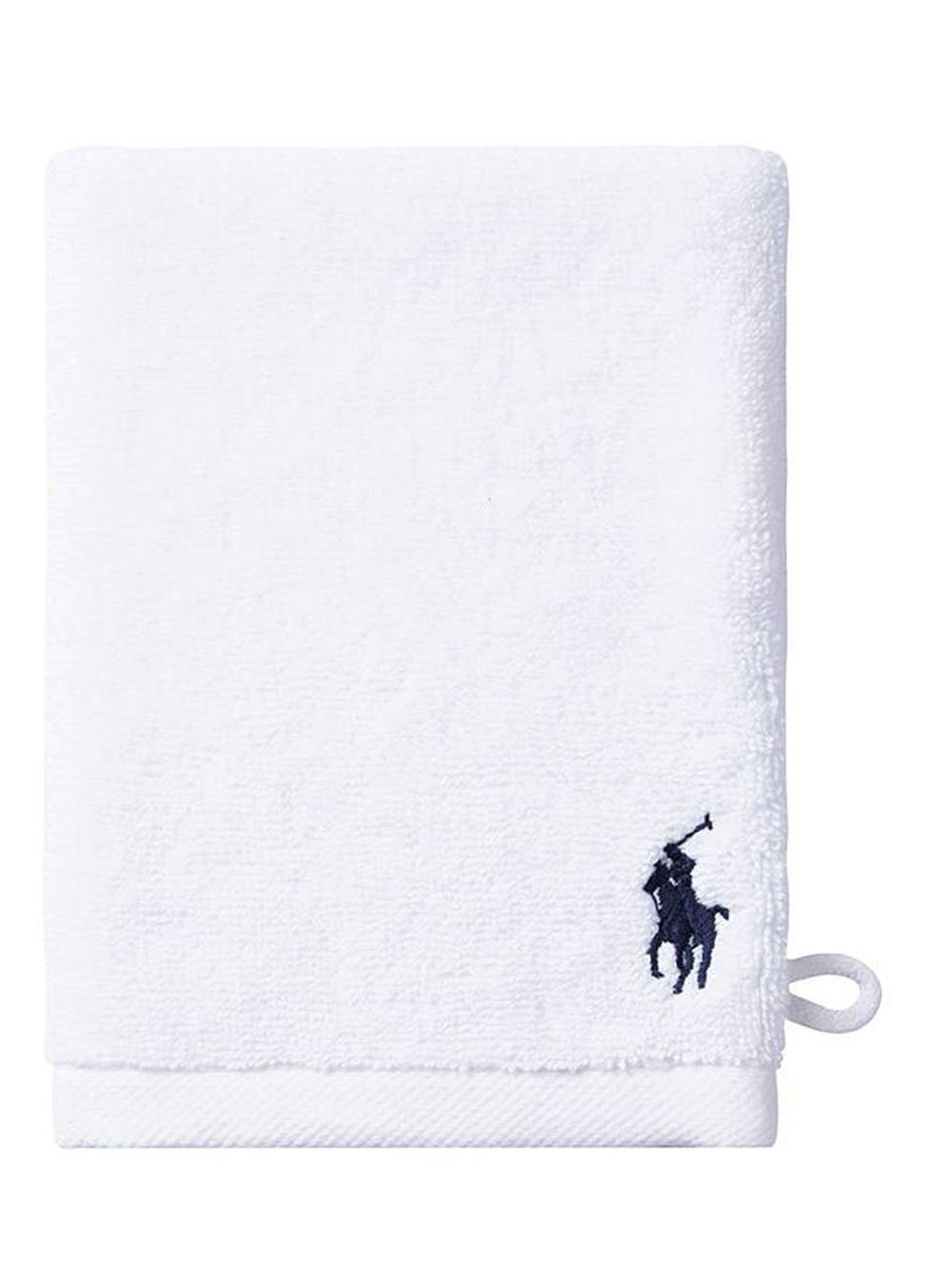 Ralph Lauren Polo Player washand - 15 x 21 cm - voorkant wit