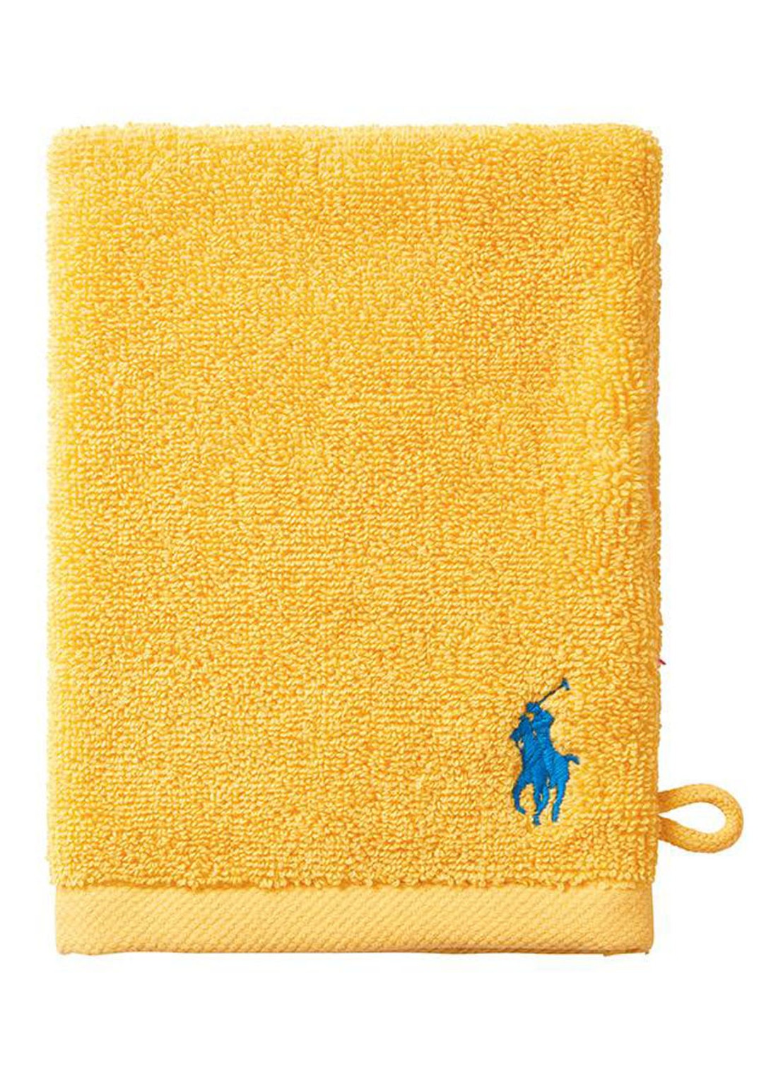 Ralph Lauren Polo Player washand - 15 x 21 cm - voorkant geel