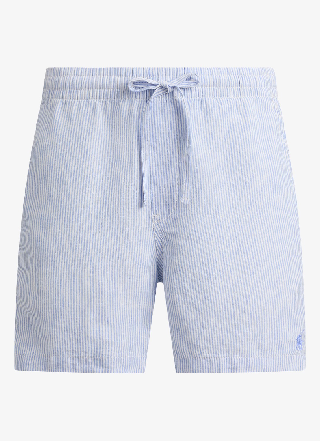 Ralph Lauren Polo Prepster straight fit korte broek van linnen - voorkant 4 6771a cabana blue white / lichtblauw