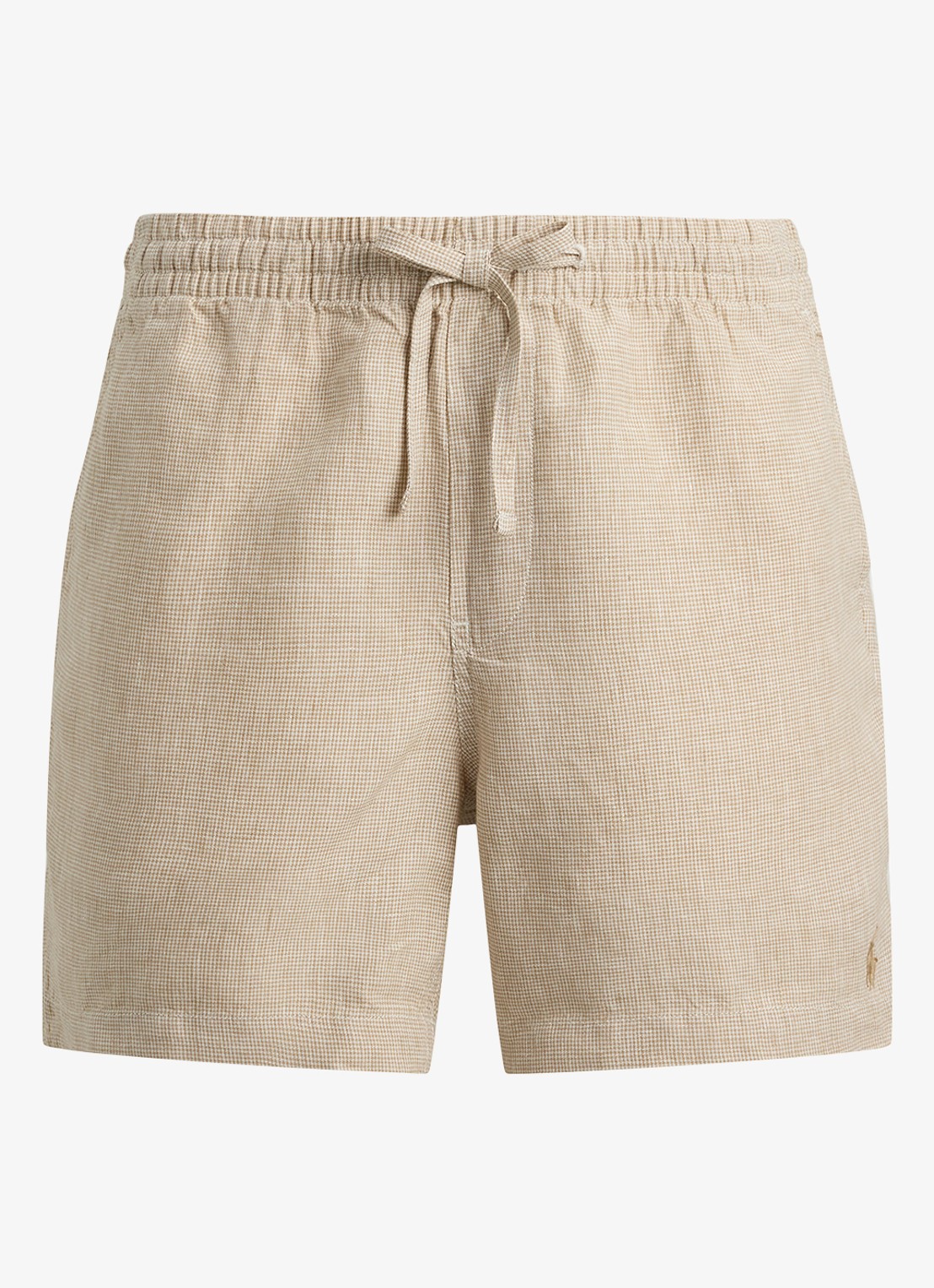 Ralph Lauren Polo Prepster straight fit korte broek van linnen - voorkant 4 coastal beige white / beige