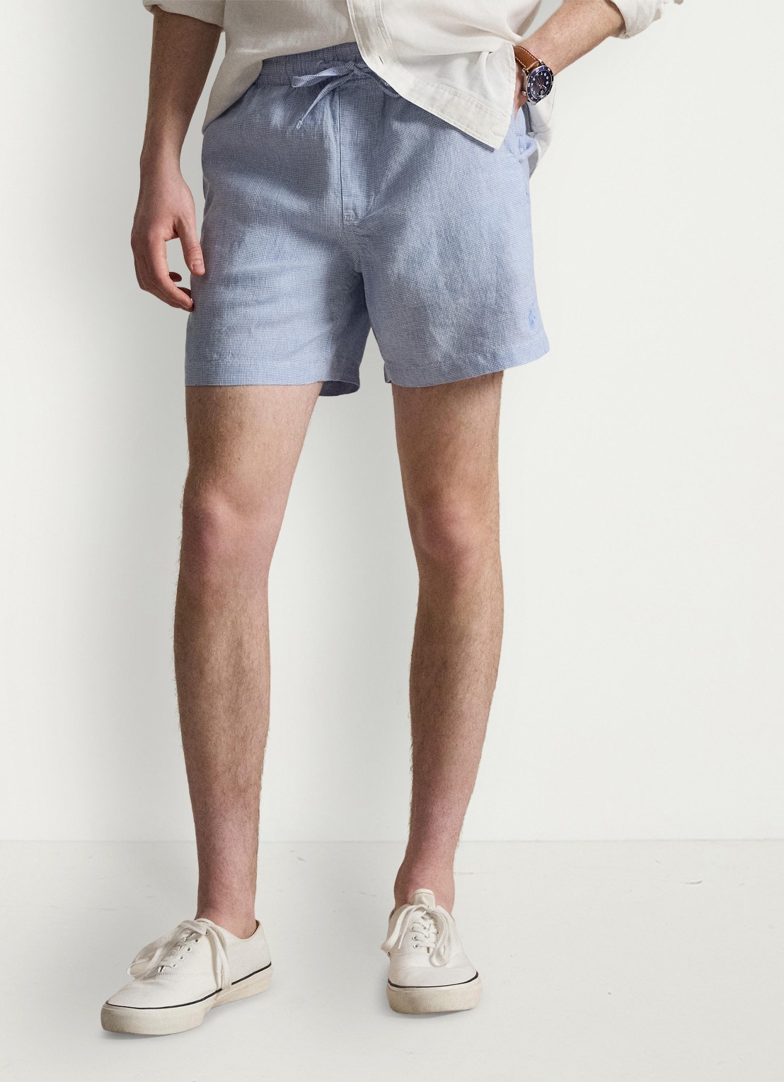 Ralph Lauren Polo Prepster straight fit korte broek van linnen - detail 2 655b cabana blue white / blauw