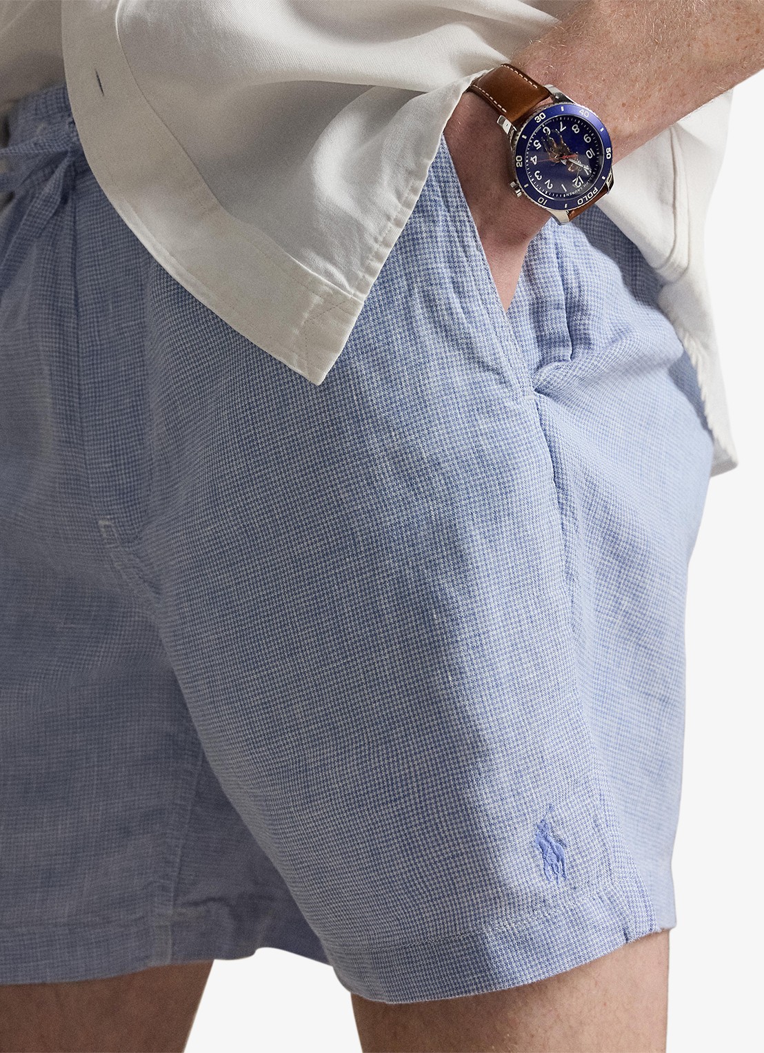 Ralph Lauren Polo Prepster straight fit korte broek van linnen - detail 3 655b cabana blue white / blauw