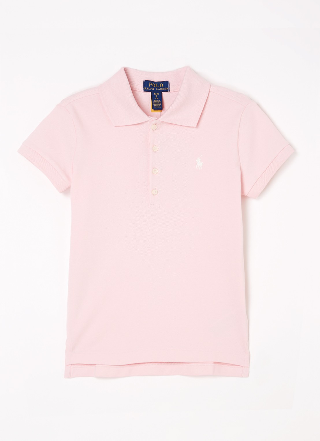 Ralph Lauren Polo van piqué katoen met logoborduring - voorkant lichtroze