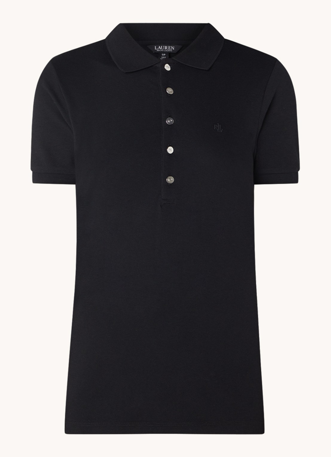 Ralph Lauren Polo van piqué katoen met sierknopen - voorkant 2 zwart