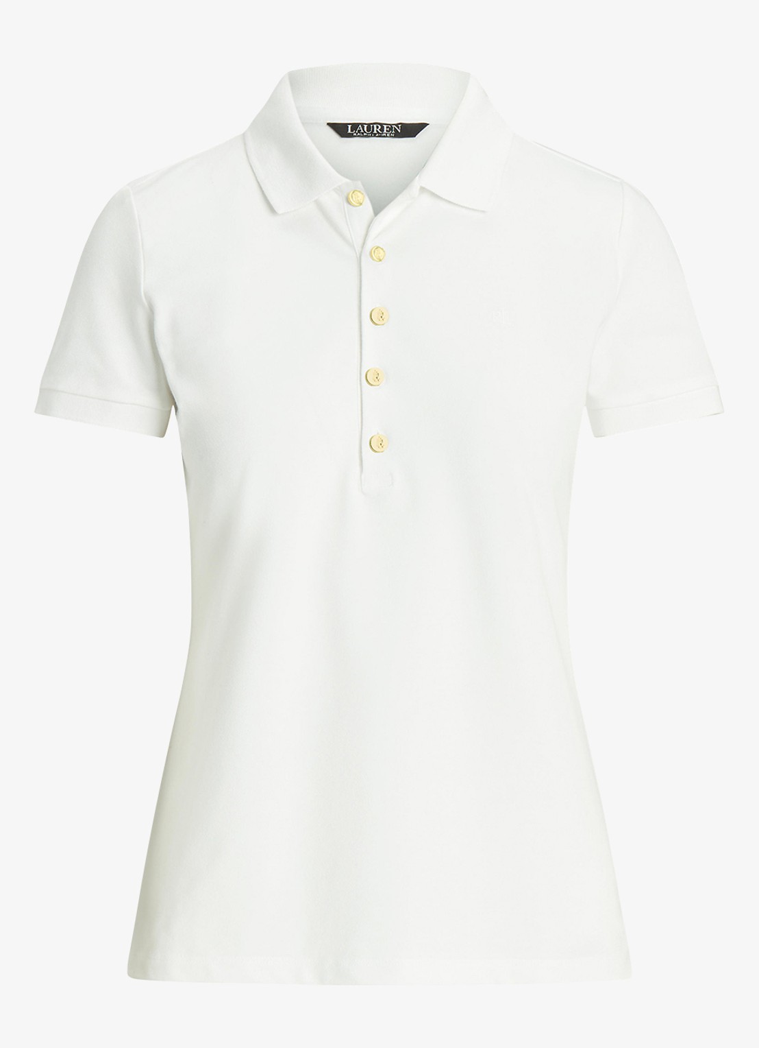 Ralph Lauren Polo van piqué katoen met sierknopen - voorkant wit