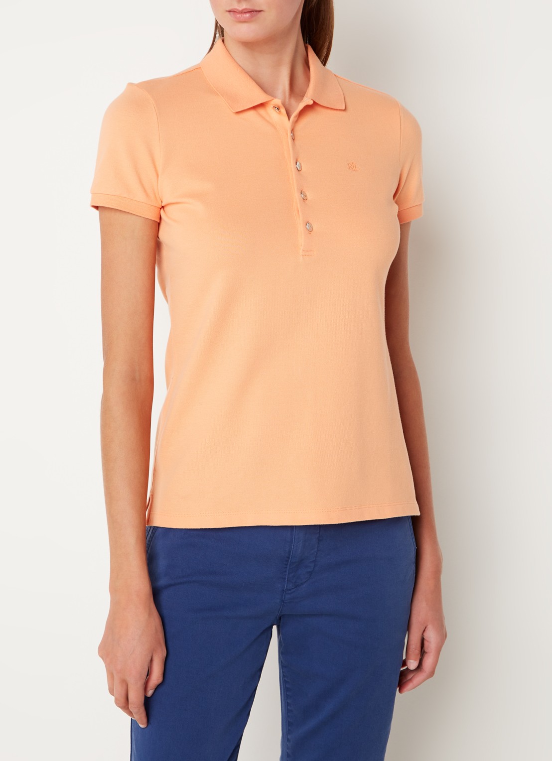 Ralph Lauren Polo van piqué katoen met sierknopen - detail 2 lichtoranje
