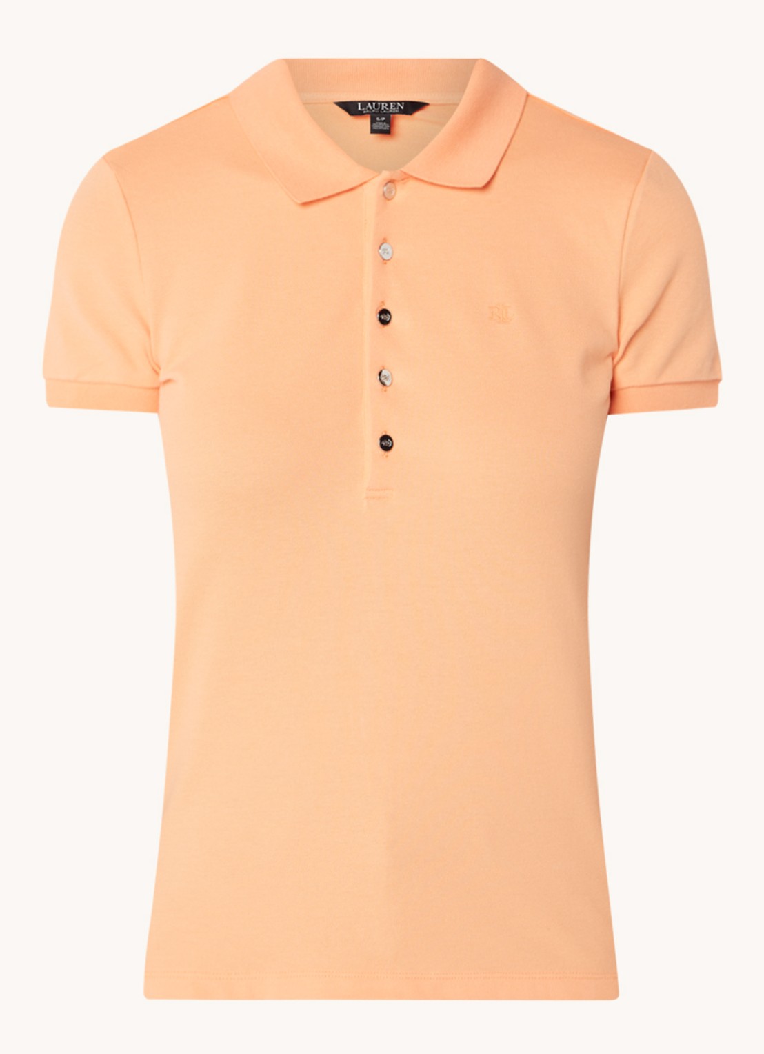 Ralph Lauren Polo van piqué katoen met sierknopen - voorkant 3 lichtoranje