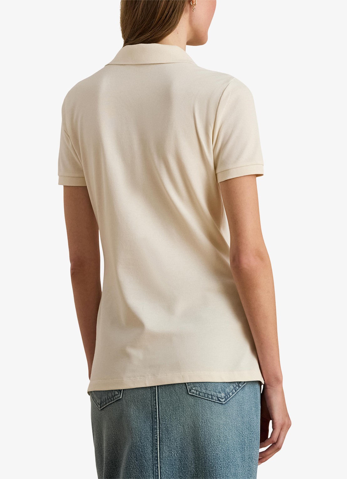 Ralph Lauren Polo van piqué katoen met sierknopen - achterkant 4 creme