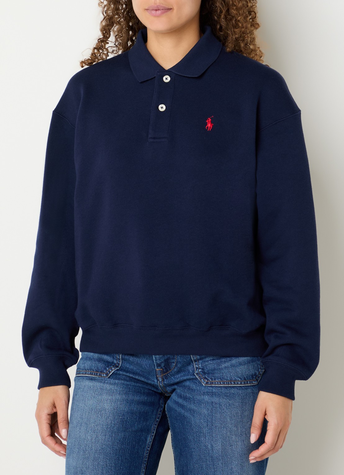 Ralph Lauren Polo van piqué katoen - detail donkerblauw