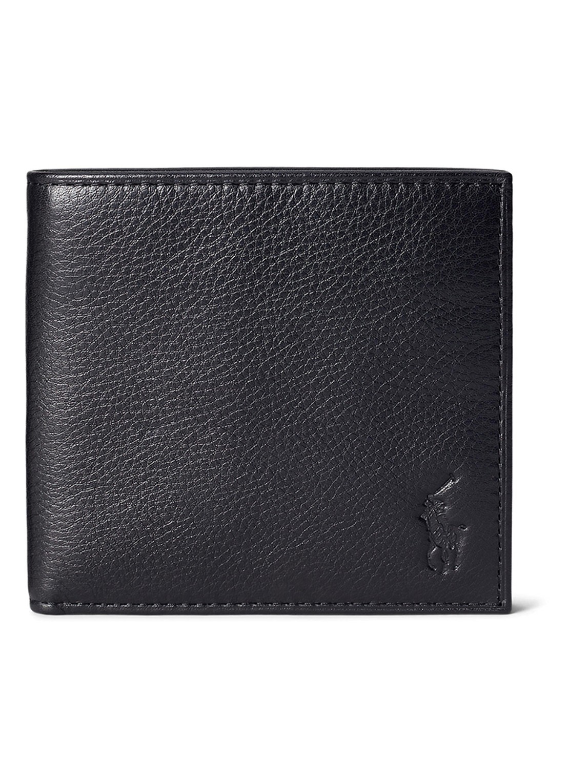 Ralph Lauren Portemonne van leer met structuur - voorkant zwart