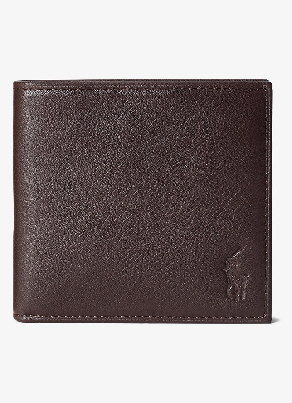 Ralph Lauren Portemonne van leer met structuur - voorkant bruin