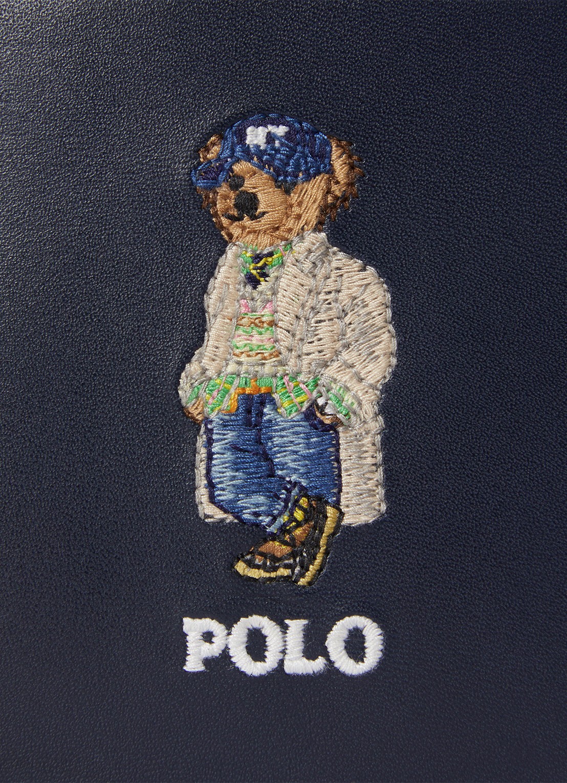 Ralph Lauren Portemonnee van leer met logo - achterkant 2 donkerblauw