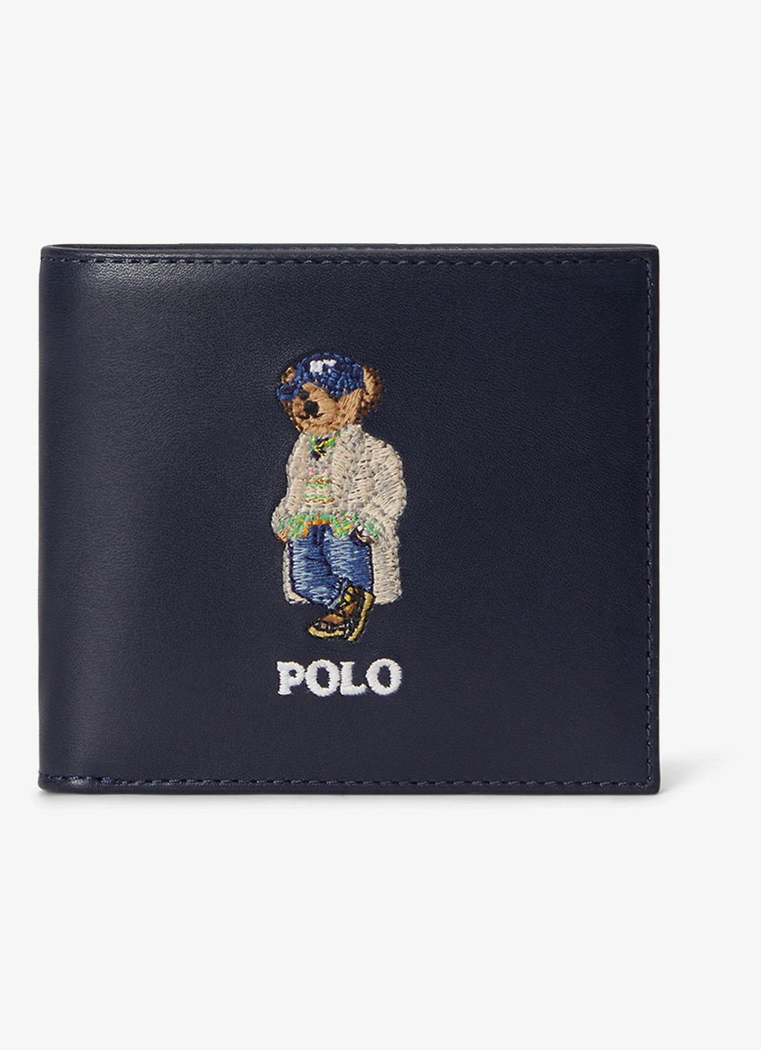 Ralph Lauren Portemonnee van leer met logo - voorkant donkerblauw