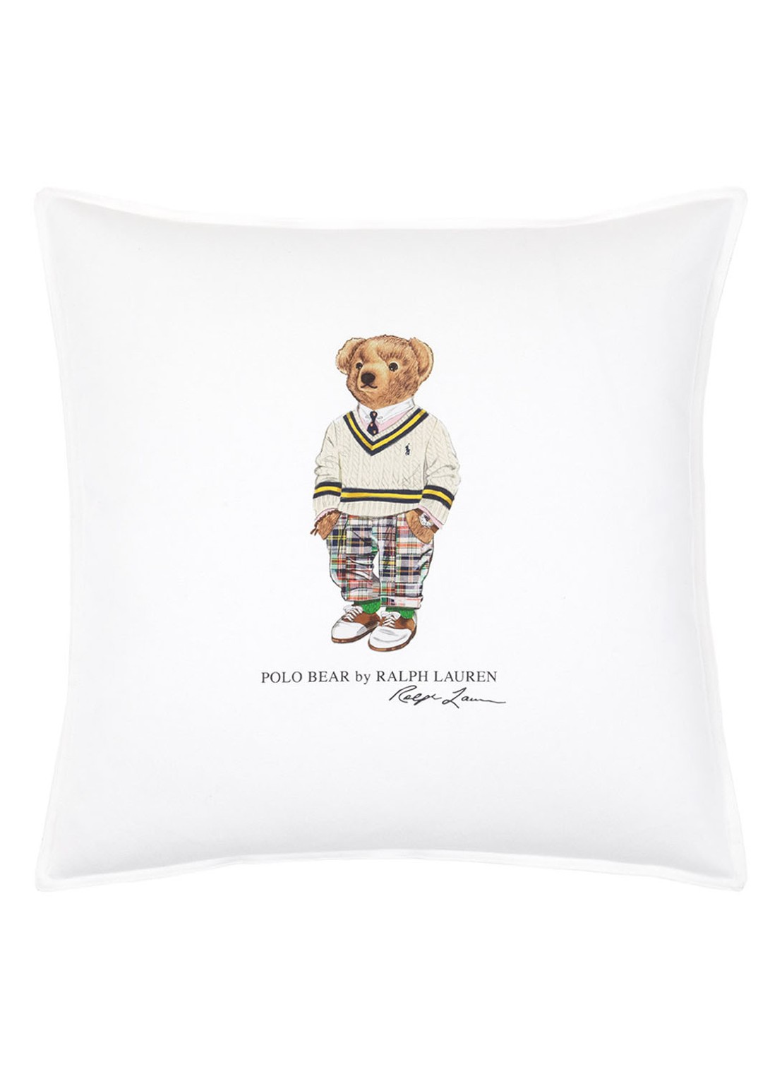 Ralph Lauren Preppy Hampton Bear kussensloop 50 x 50 cm - voorkant 6 wit