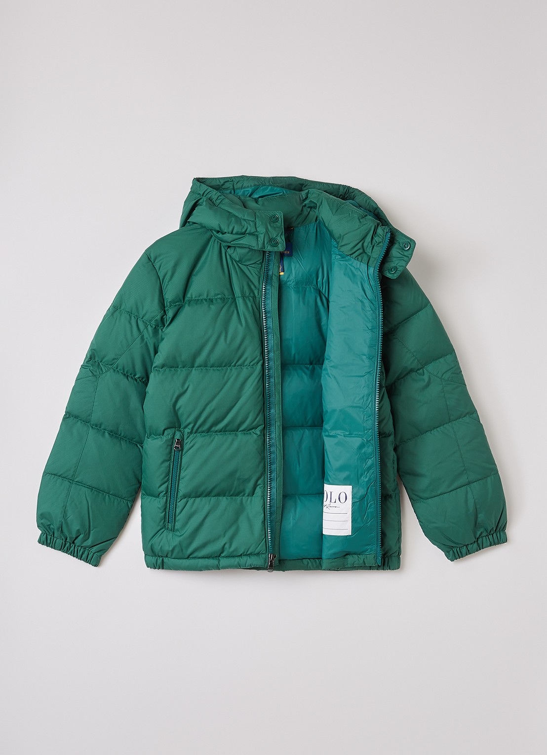 Ralph Lauren Puffer jack met afneembare capuchon - voorkant 2 groen