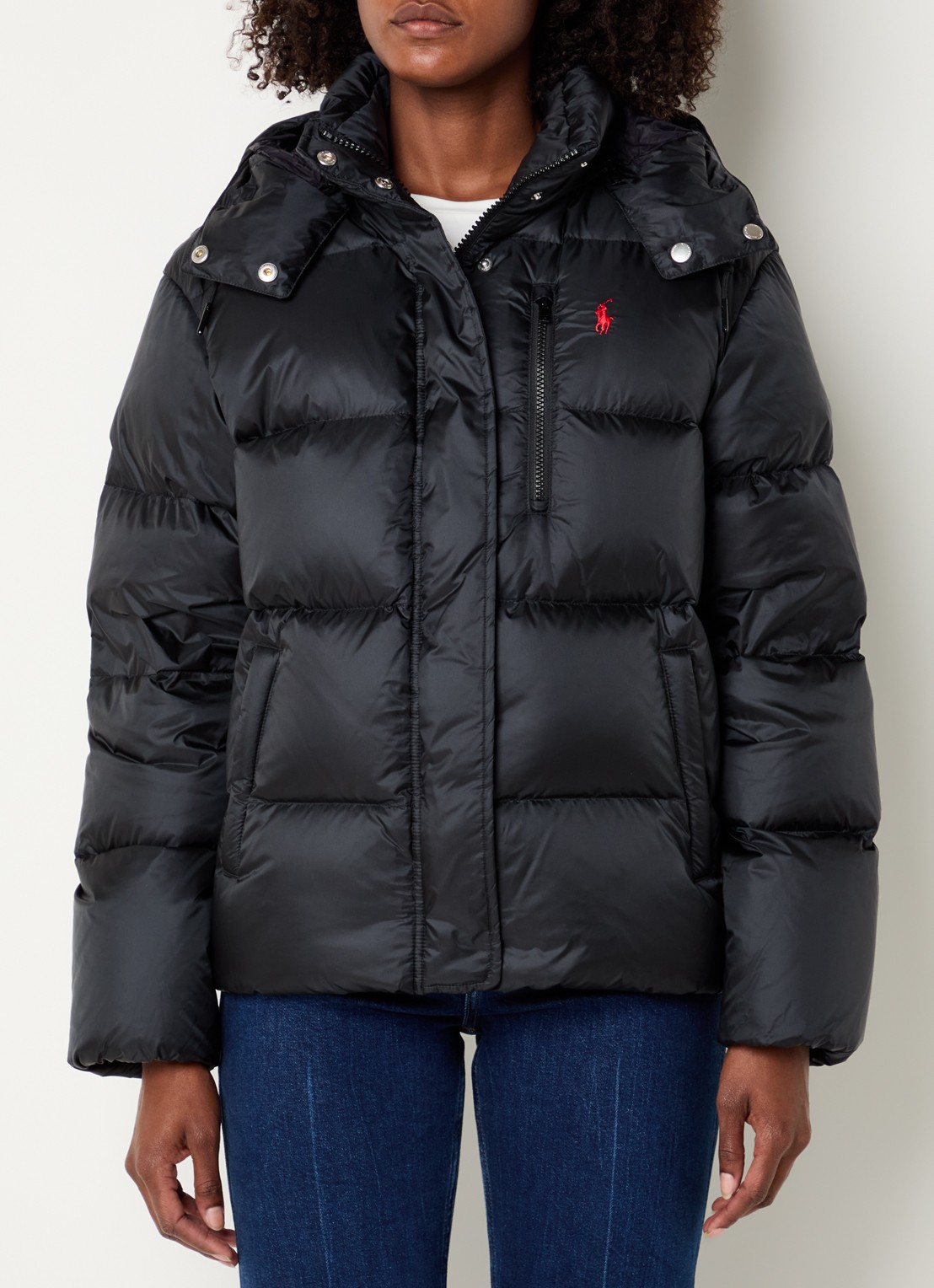 Ralph Lauren Puffer jack met donsvulling en afneembare capuchon - detail 3 zwart