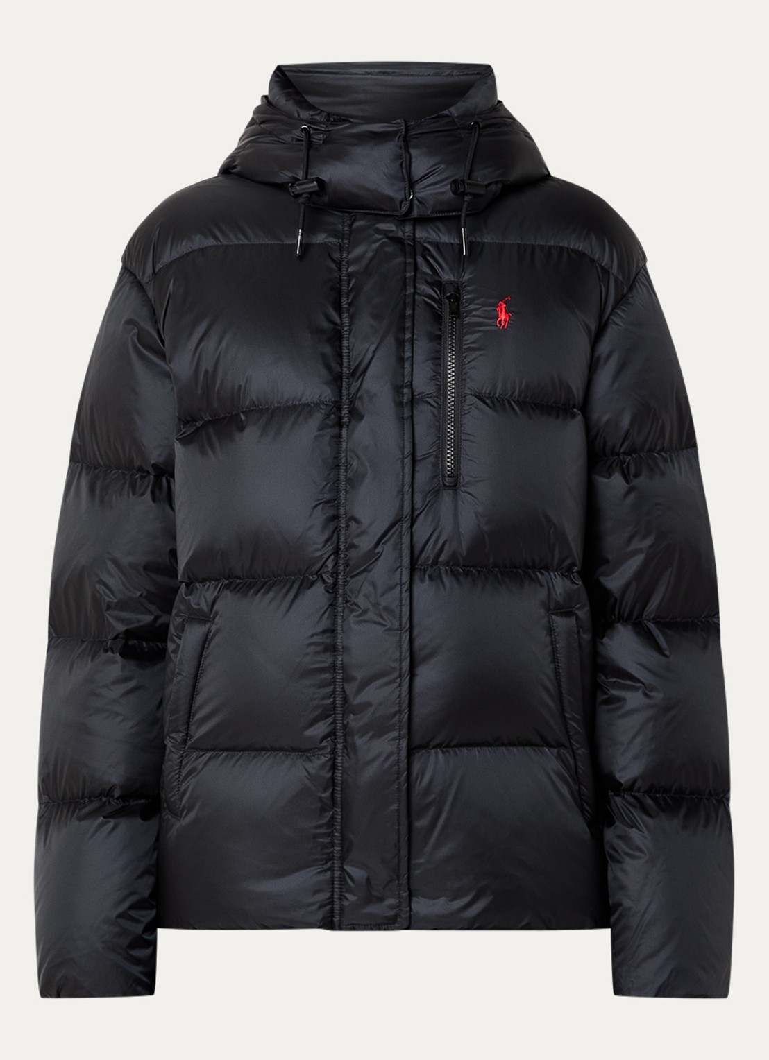 Ralph Lauren Puffer jack met donsvulling en afneembare capuchon - voorkant zwart