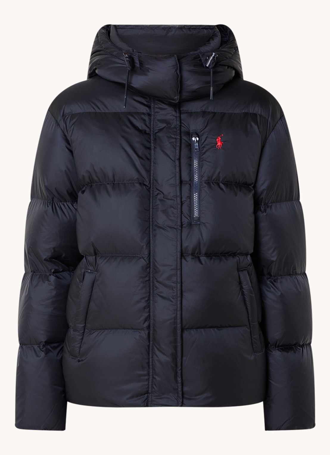Ralph Lauren Puffer jack met donsvulling en afneembare capuchon - voorkant 2 donkerblauw