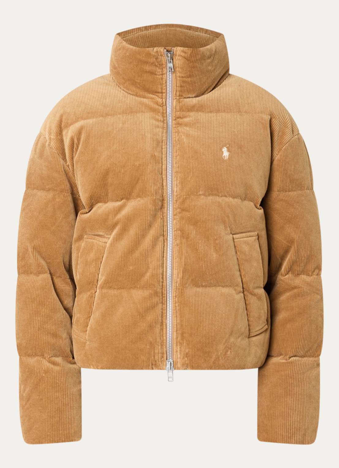 Ralph Lauren Puffer jack met donsvulling en afneembare capuchon - voorkant 2 orange
