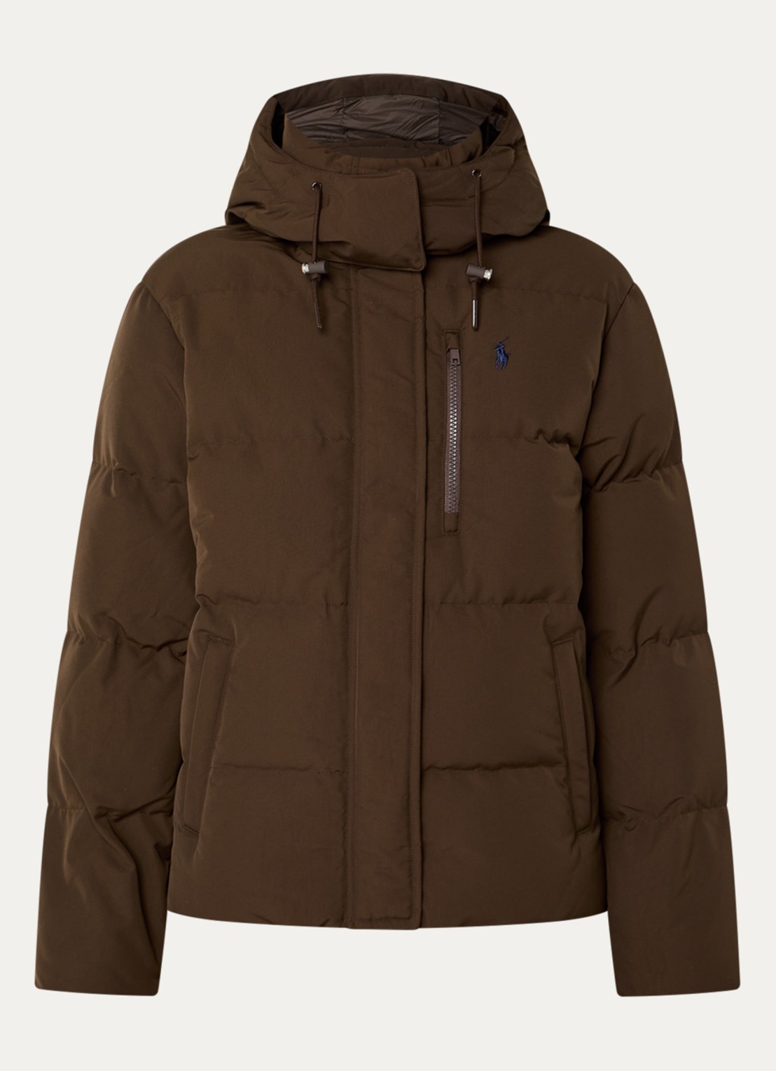 Ralph Lauren Puffer jack met donsvulling en afneembare capuchon - voorkant 2 bruin