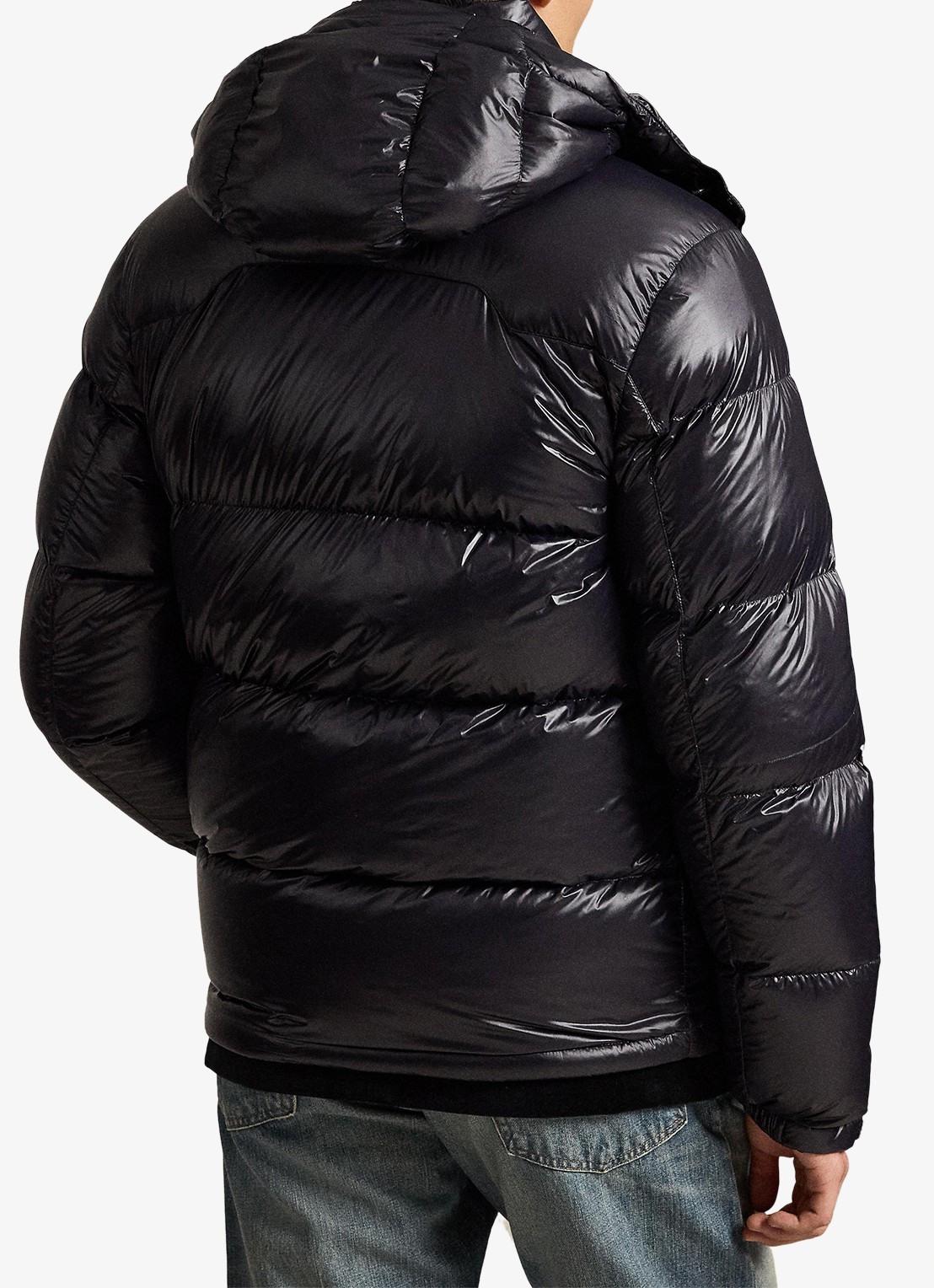 Ralph Lauren Puffer jack met donsvulling en capuchon - achterkant 5 polo black glossy / zwart