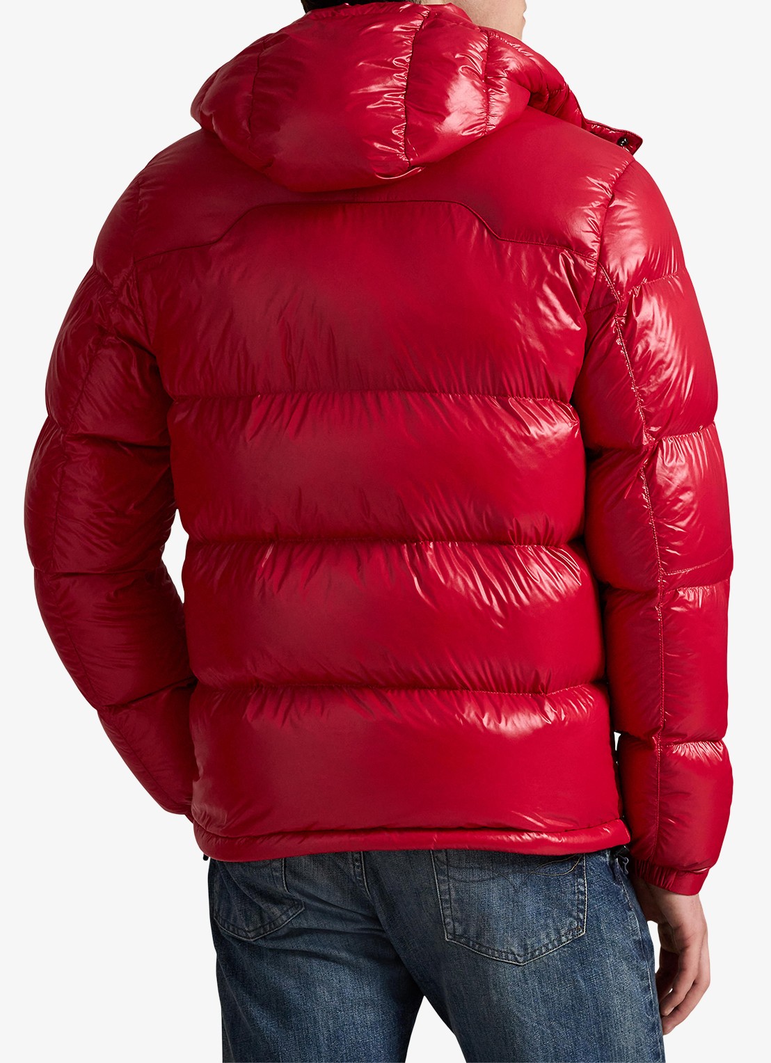 Ralph Lauren Puffer jack met donsvulling en capuchon - achterkant 5 red glossy / rood