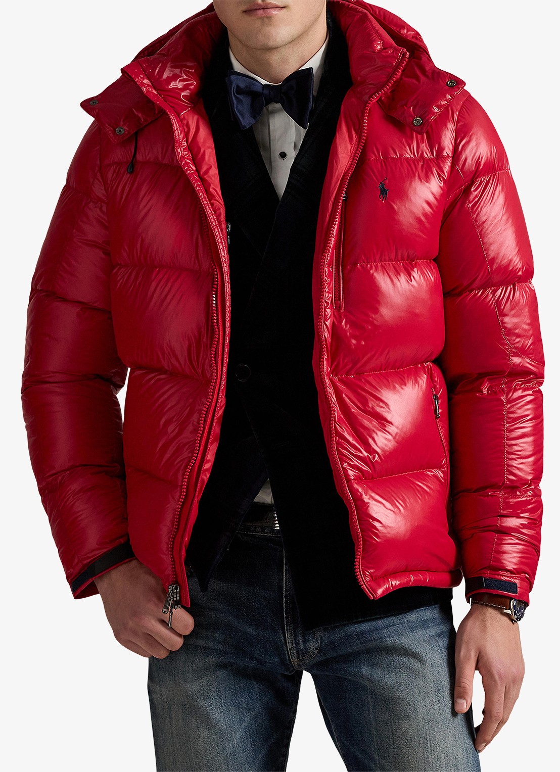 Ralph Lauren Puffer jack met donsvulling en capuchon - detail 3 red glossy / rood