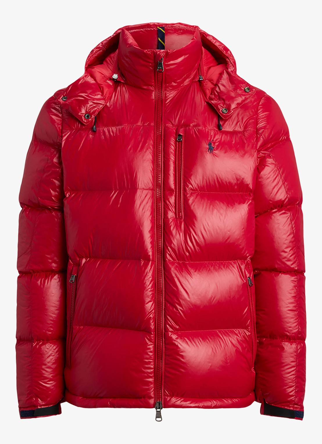Ralph Lauren Puffer jack met donsvulling en capuchon - voorkant red glossy / rood