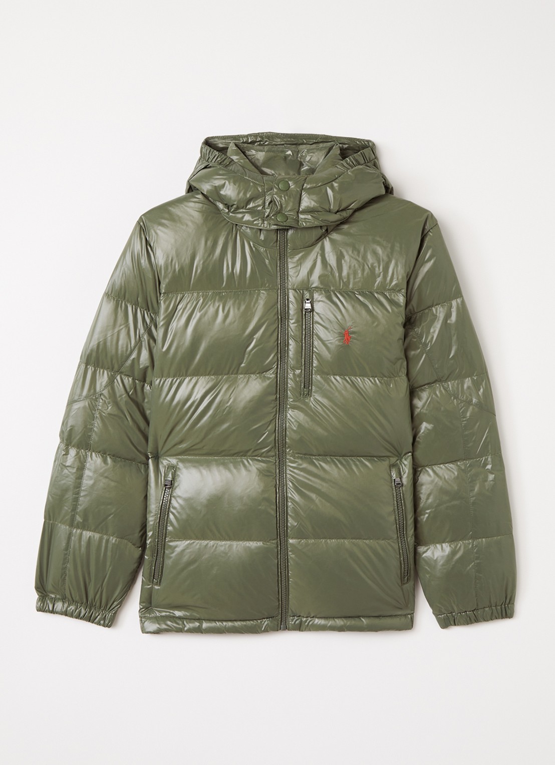 Ralph Lauren Puffer jack met donsvulling - voorkant olijfgroen