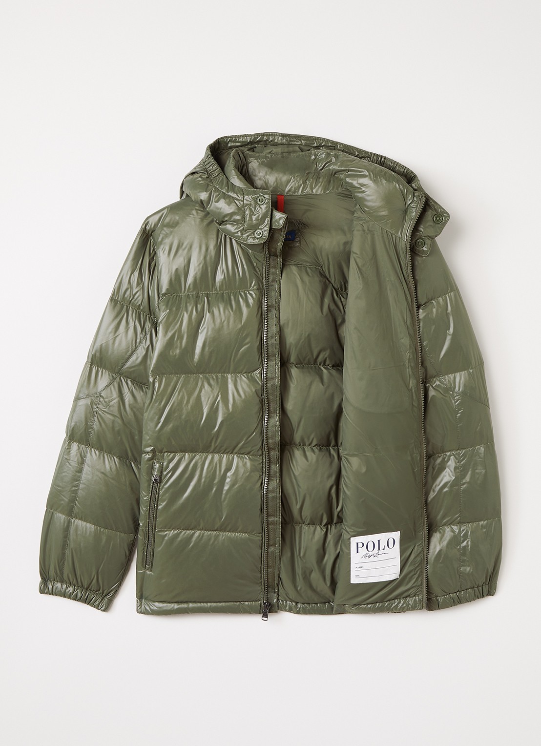 Ralph Lauren Puffer jack met donsvulling - voorkant 2 olijfgroen