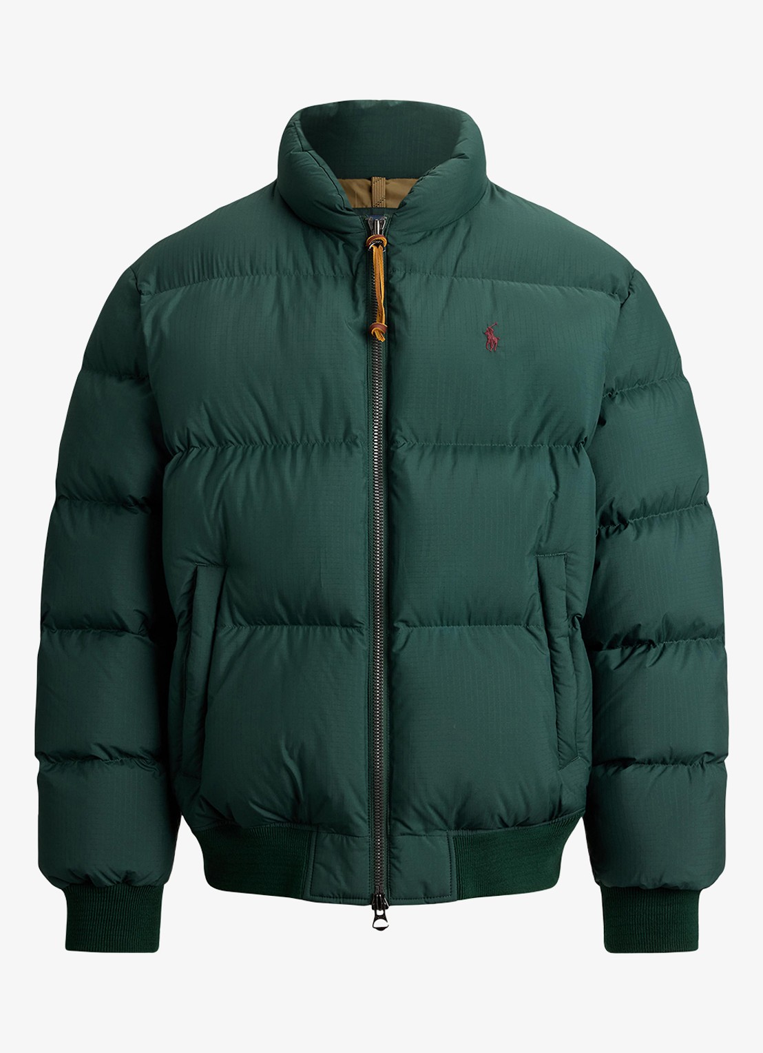 Ralph Lauren Puffer jack met steekzakken en logo - voorkant 3 moss agate / mosgroen