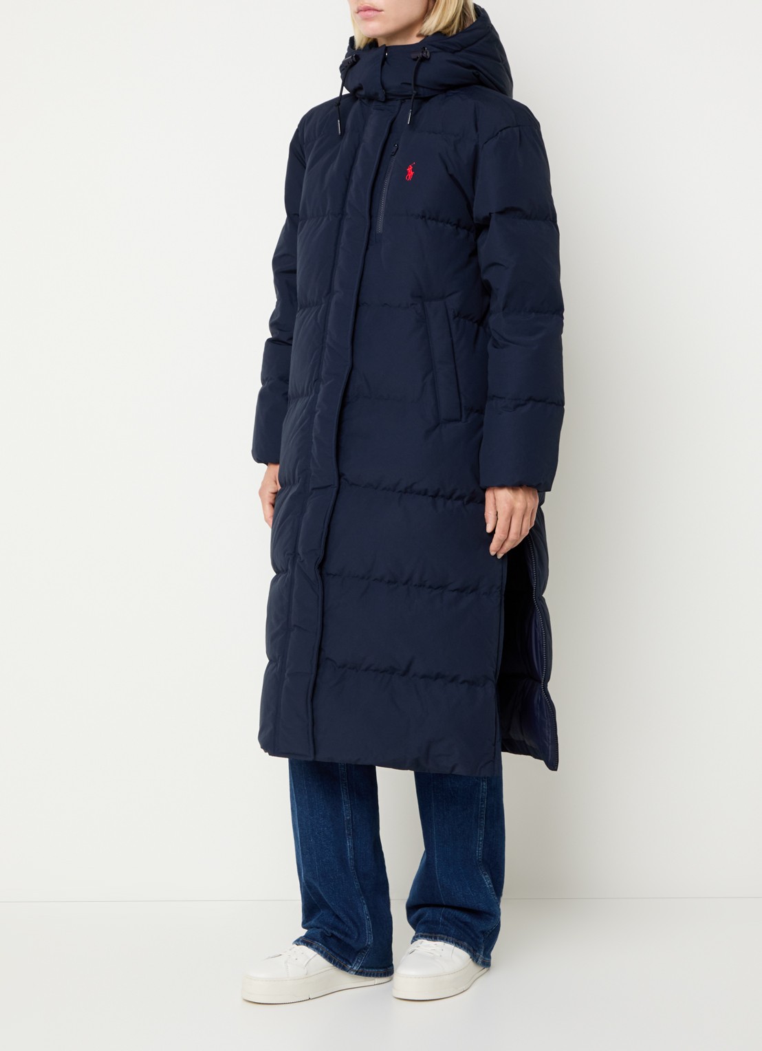 Ralph Lauren Puffer jas met donsvulling en afneembare capuchon - detail donkerblauw