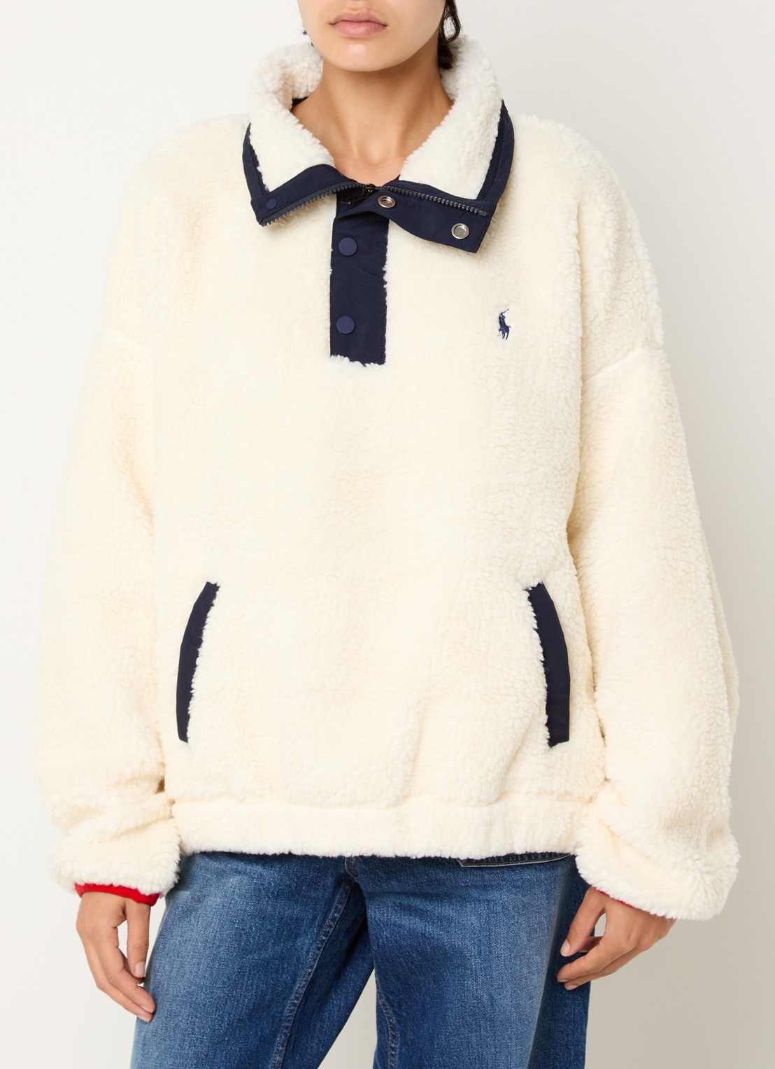 Ralph Lauren Pullover met logo en backprint - achterkant 3 gebroken wit