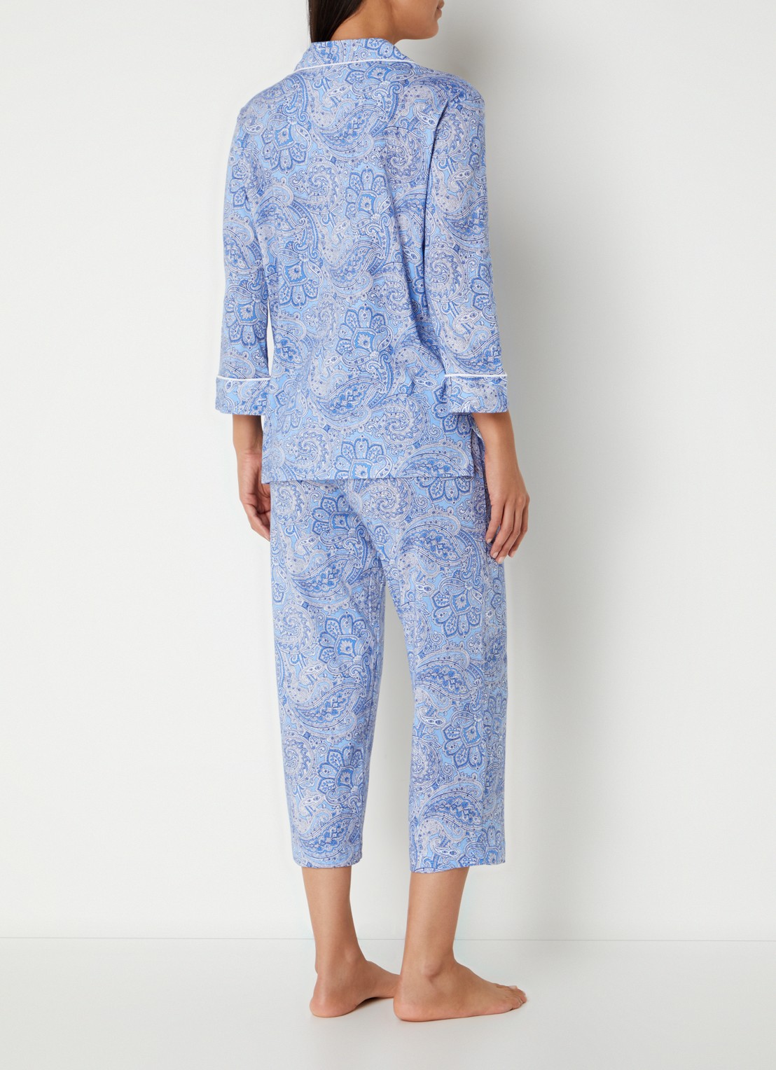 Ralph Lauren Pyamaset met paisley desson met logoborduring - achterkant 4 lichtblauw