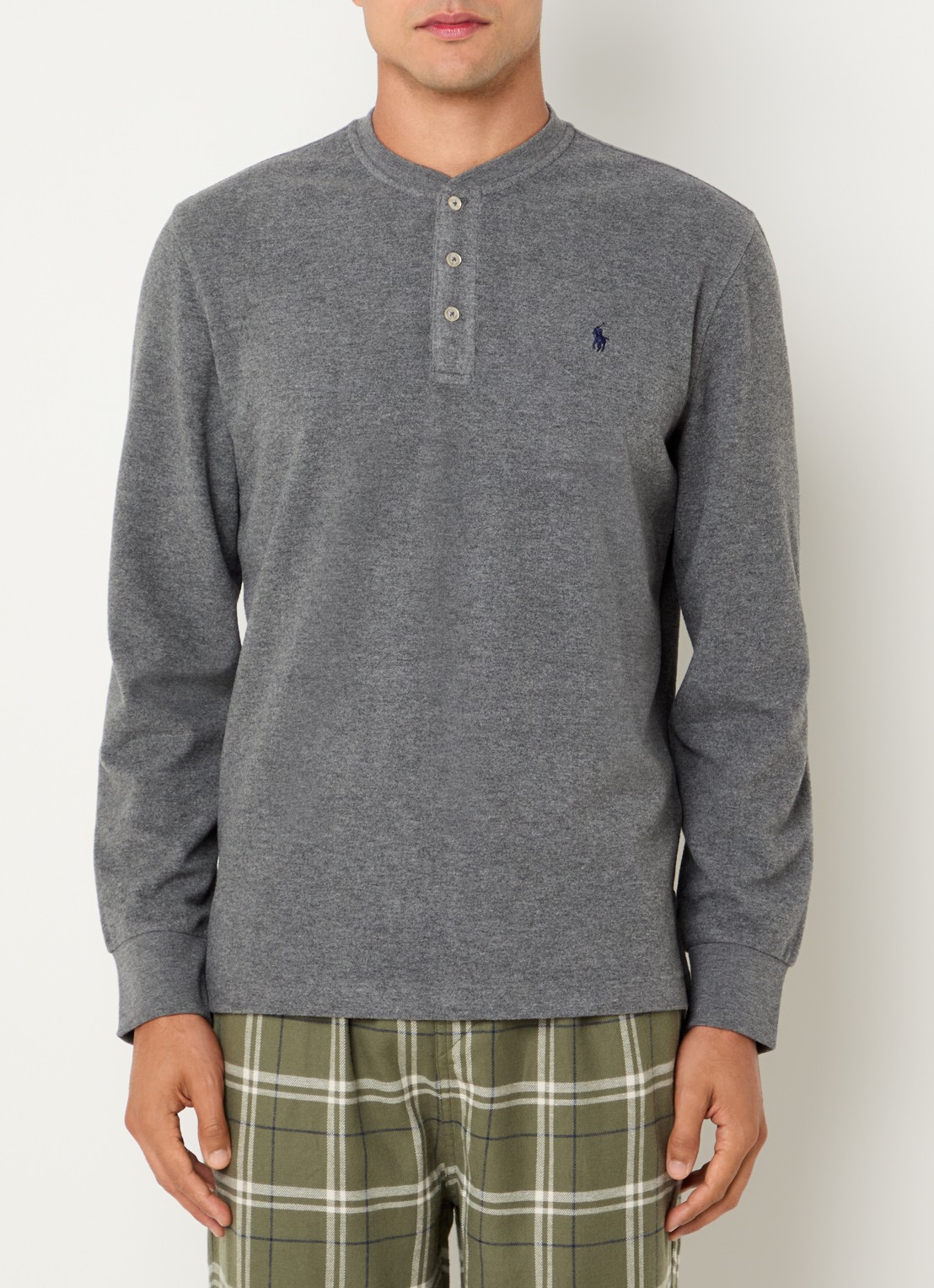 Ralph Lauren Pyjama top met logoborduring - detail grijs