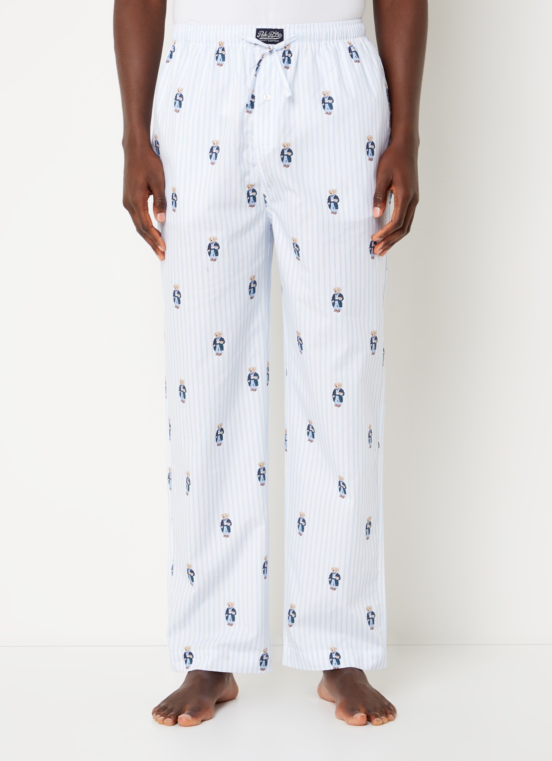 Ralph Lauren Pyjamabroek met logoprint en steekzakken - detail 3 aquablauw