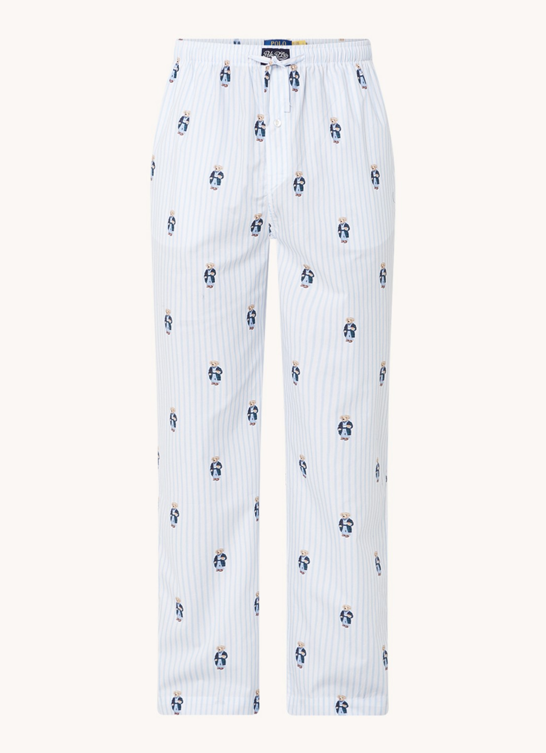 Ralph Lauren Pyjamabroek met logoprint en steekzakken - voorkant aquablauw